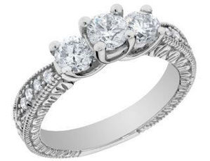 Picture of Vintage Style Three Stone Diamond Engagement Ring
